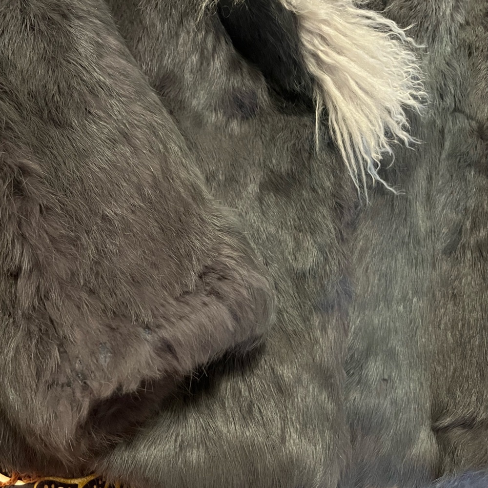 Vintage Exquisite Real Rabbit fur and Sheep Fur Jacket Gray Pockets - Picture 7 of 10